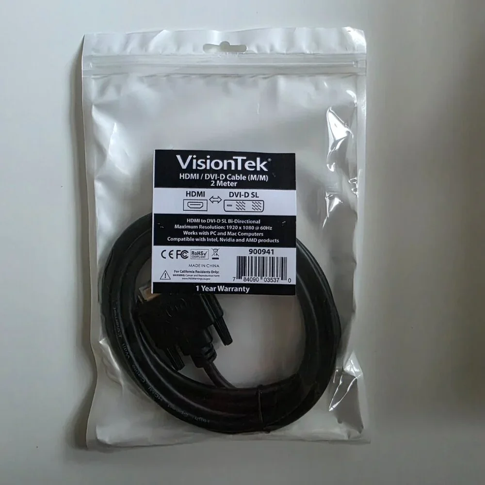 NEW VisionTek HDMI / DVI-D Bi-Directional Cable 6ft (M/M)